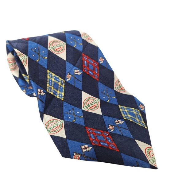 Tabasco Hot Sauce Golf Flags Silk Necktie - Picture 1 of 8